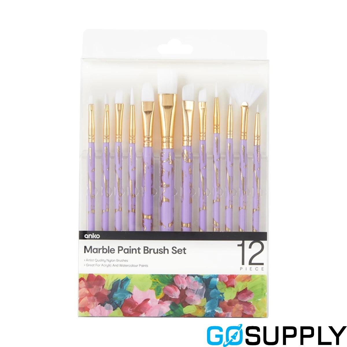 12 Piece Marble Paint Brush Set - Thumbnail 3