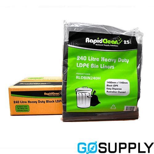 240L All Purpose LD Black Bin Liner - Thumbnail 2