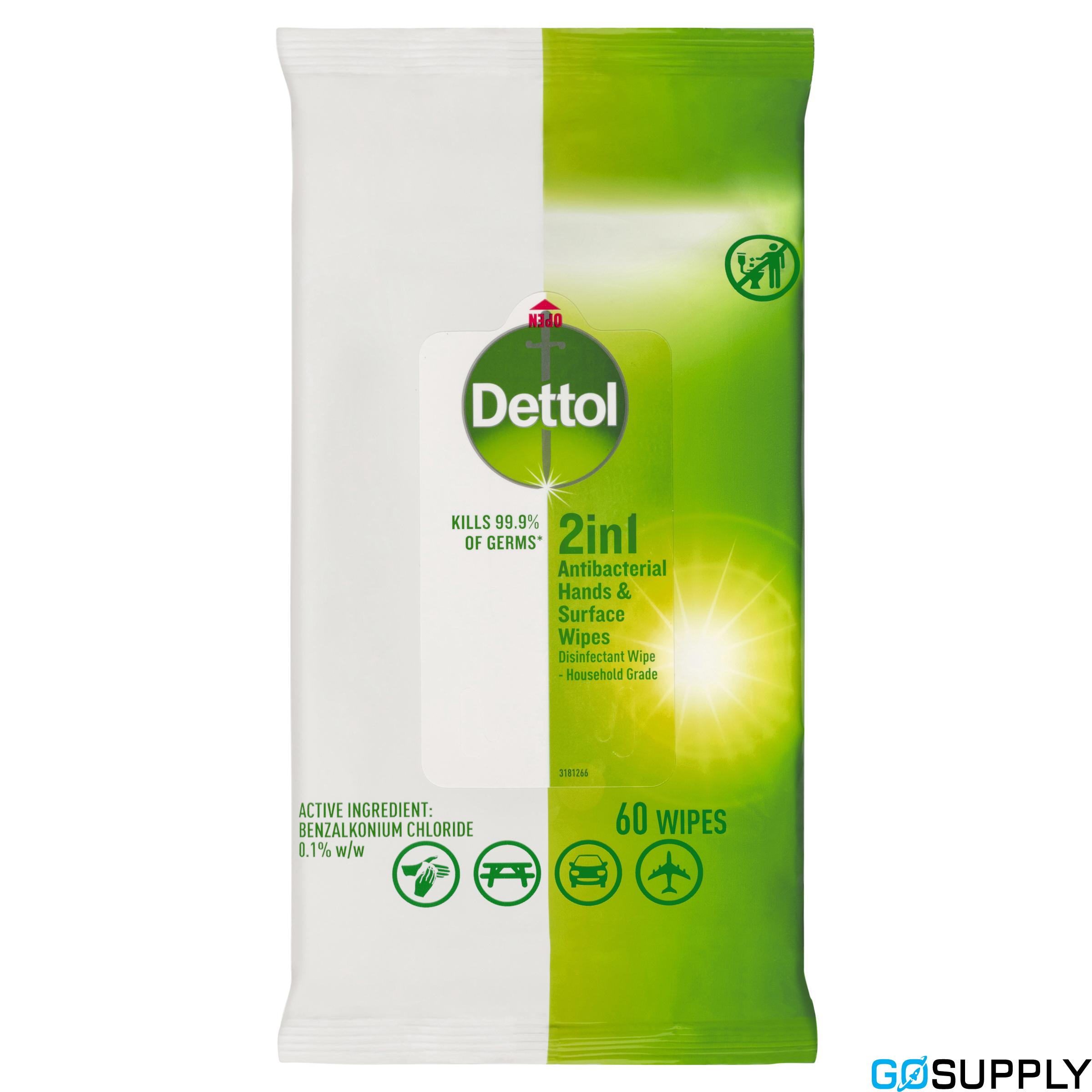 Dettol 2 in 1 Hands and Surfaces Antibacterial Wipes - Thumbnail 3