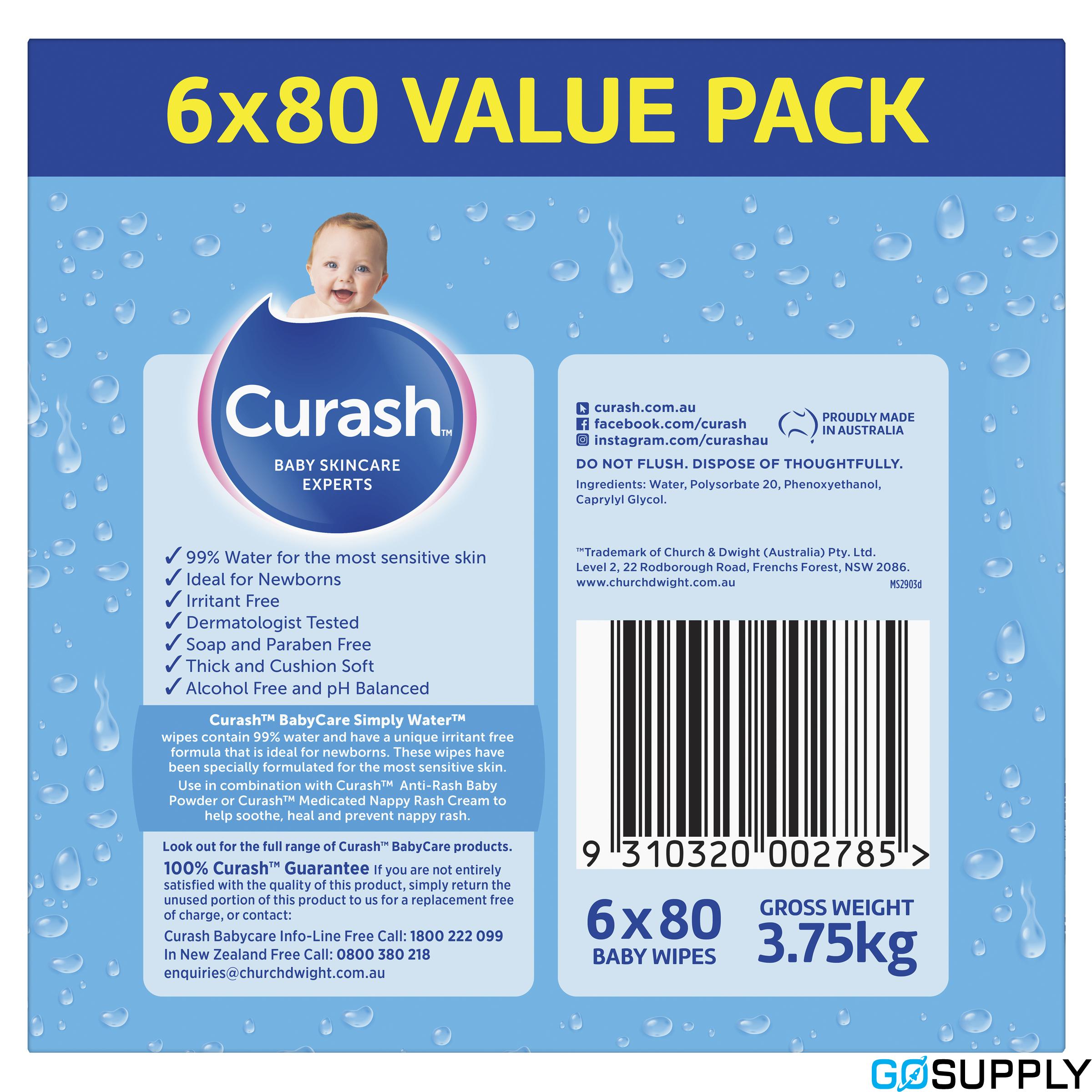 Curash Babycare Simply Water Baby Wipes - Thumbnail 2