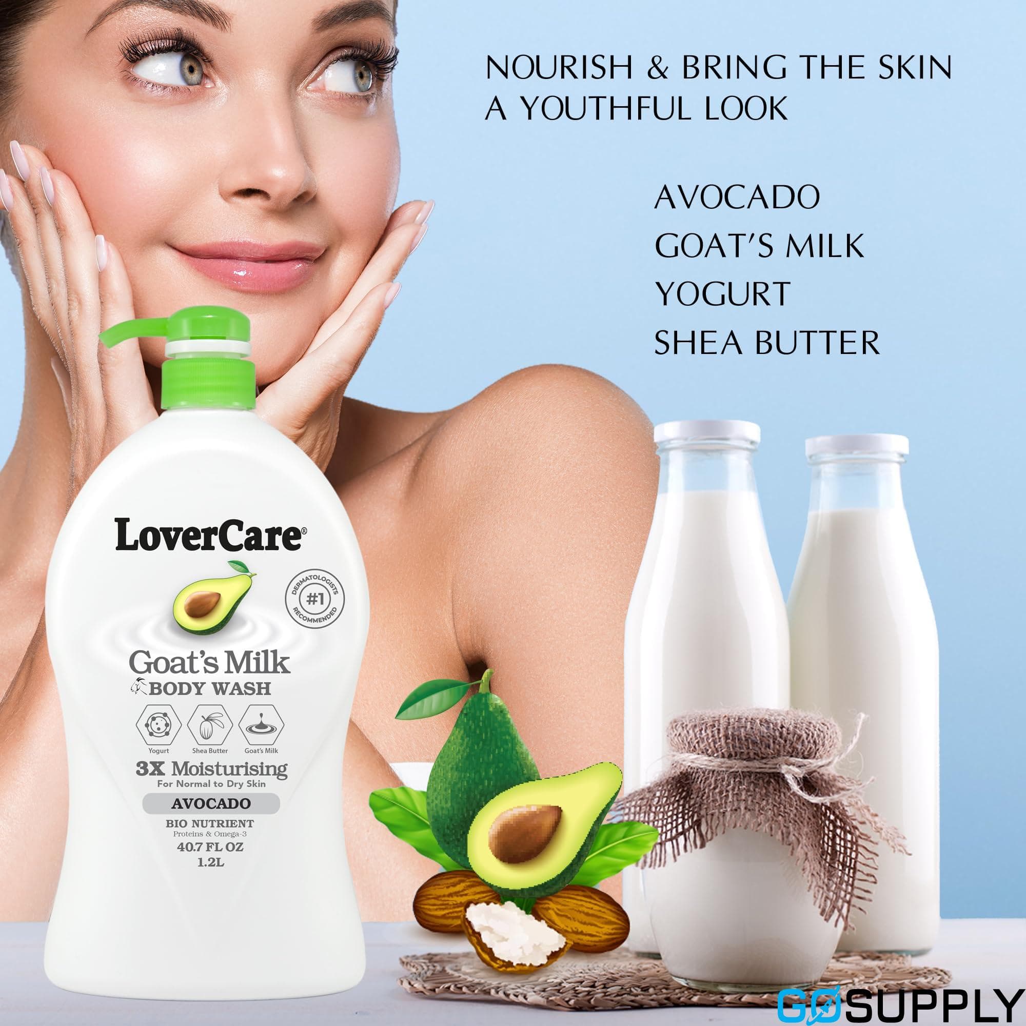 LOVERCARE Goat's Milk Avocado Shower Cream 1.2 L - Thumbnail 2