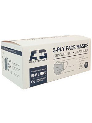 Face Masks Disposable 3ply A+G Healthcare - Main Image