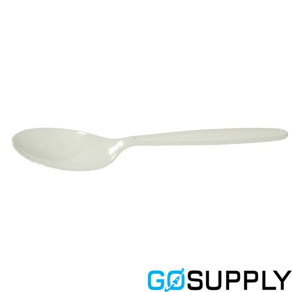 WHITE PLASTIC TEA SPOONS - Main Image