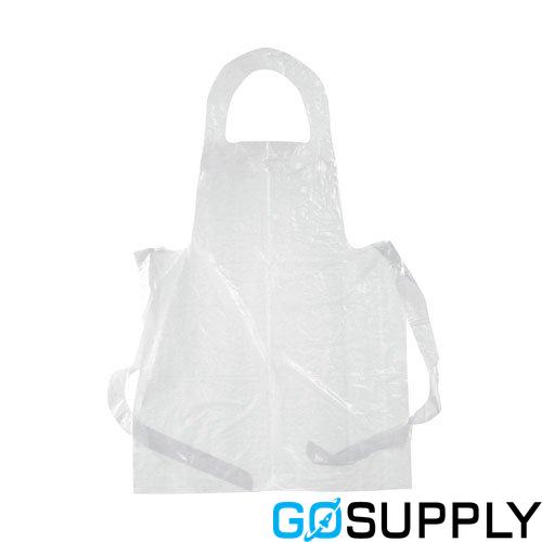 DISPOSABLE WHITE PLASTIC APRONS - Main Image