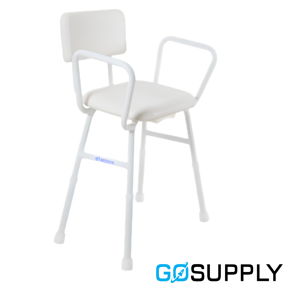 Aspire Shower Stool with Padded Seat & Back - Treated Steel - Main Image