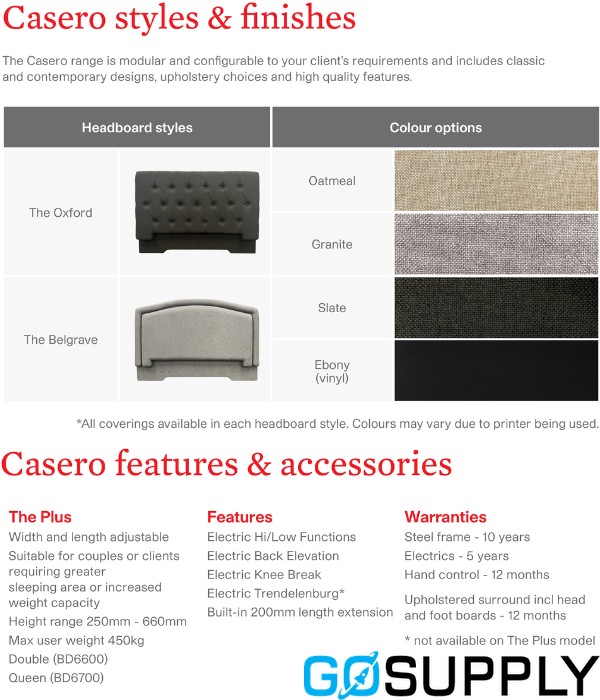 Casero Plus Bed Queen - Belgrave Head Board, Standard Foot Board, Ebony Vinyl - Main Image