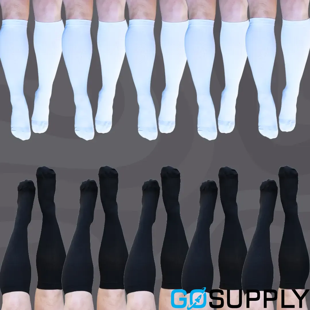 Classic 10 Pack Compression Socks White Black - Main Image