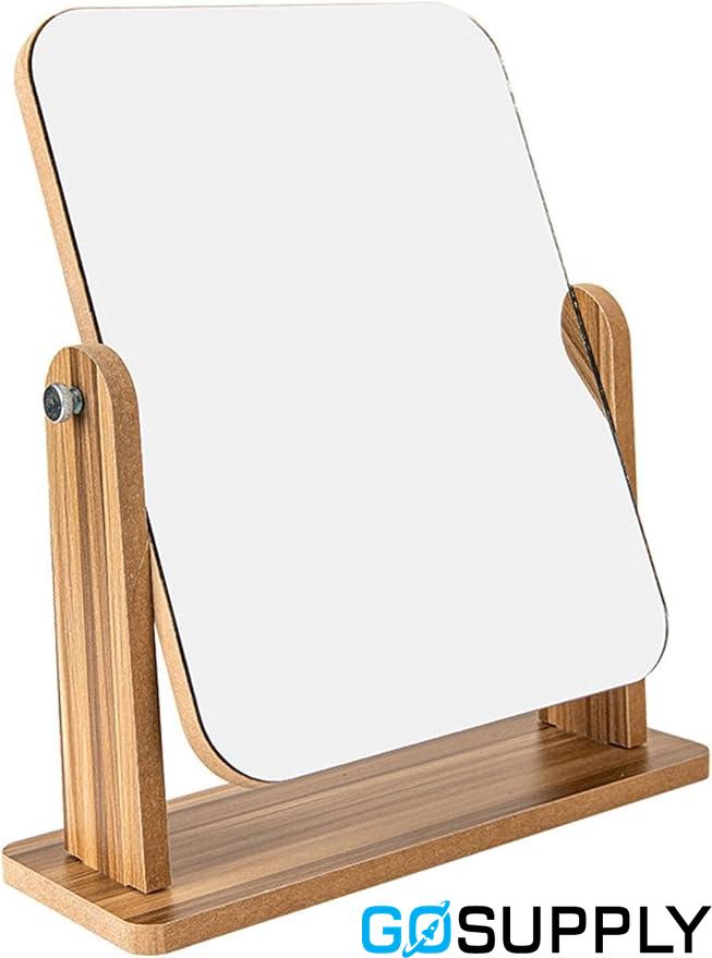 Cosmetic Mirror with Natural Bamboo Stand Double-Sided 360 Degree Rotation - Main Image