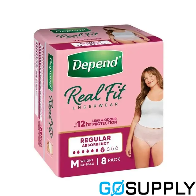 DEPEND REAL FIT U/WEAR WOMEN MED HIP SIZE 86-117CM 920ML - Main Image
