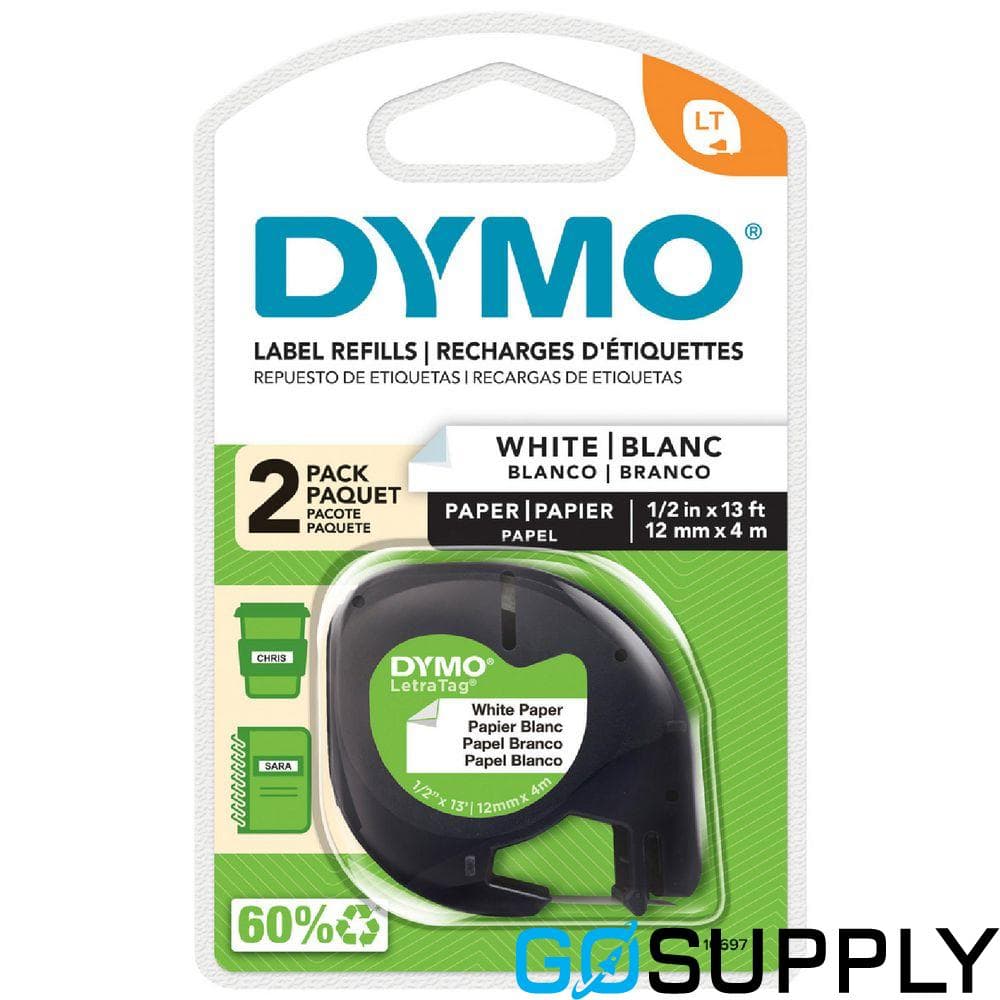 DYMO LetraTag Iron-On Label Tape 12mm Black on White - Main Image