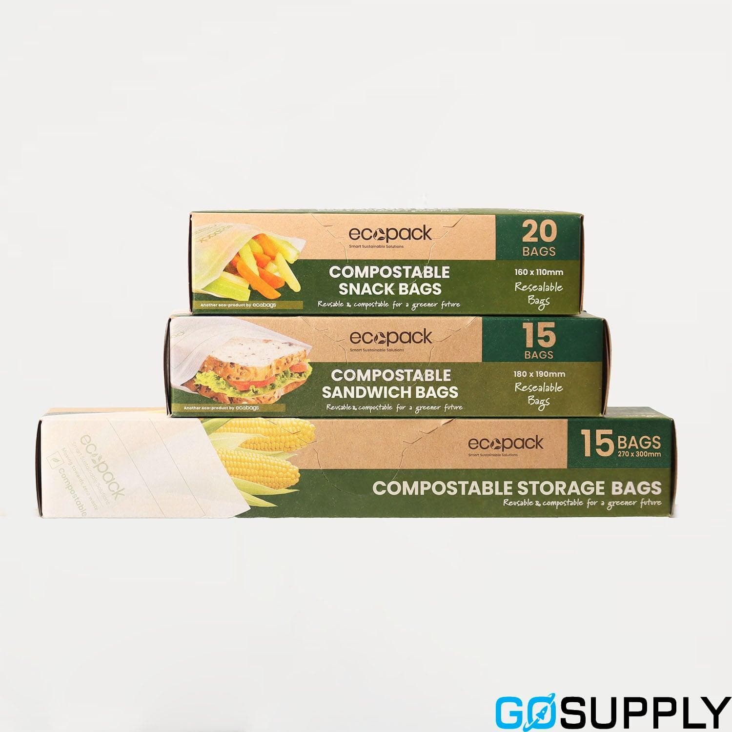 Ecopack Compostable Resealable Food Storage Bags - Main Image