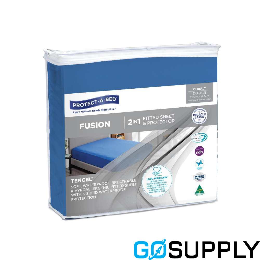 Fusion TENCEL™ Fitted Waterproof Sheets - Cobalt (Double) - Main Image
