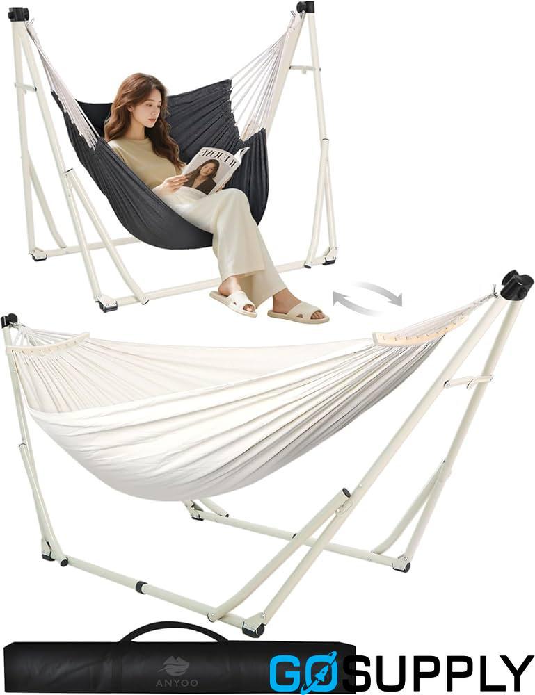 Gardeon Hammock Chair With Stand Swing bed Outdoor Furniture Carry Bag Steel Frame - Main Image