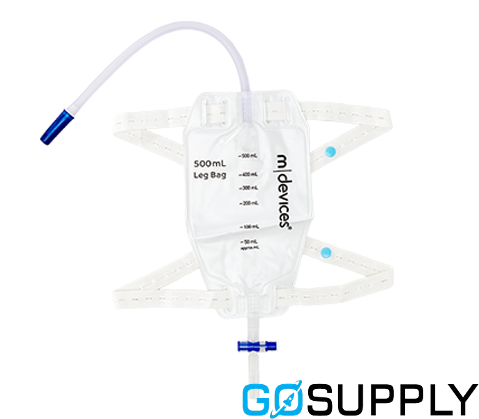 Leg Bag - T-TAP Non-Return Valve 30cm Long Tube with Elastic Straps - Main Image