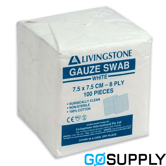 Livingstone Gauze Swabs 7.5 Cm X 7.5 8 Ply Non Sterile - Main Image