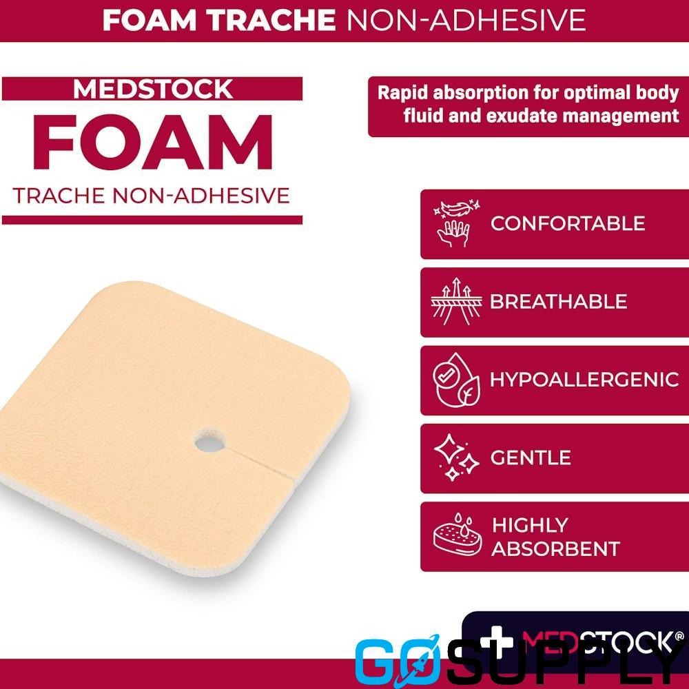 MEDSTOCK Foam Tracheostomy Dressing, Non-Adhesive, 9cm x 9cm, 10 Pack - Main Image