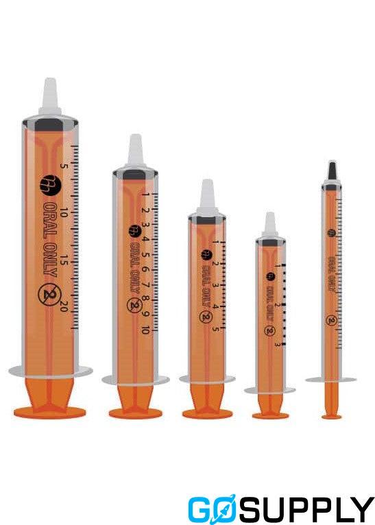 Oral Syringe Sterile No Cap Latex Free Rubber Piston - Orange - Main Image