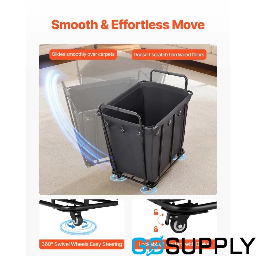 Rolling Grocery Utility Cart with Waterproof Liner and Swivel Wheels - Main Image