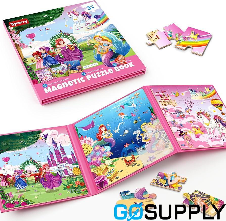 SYNARRY Unicorn Mermaid Princess Magnetic Puzzles - Main Image
