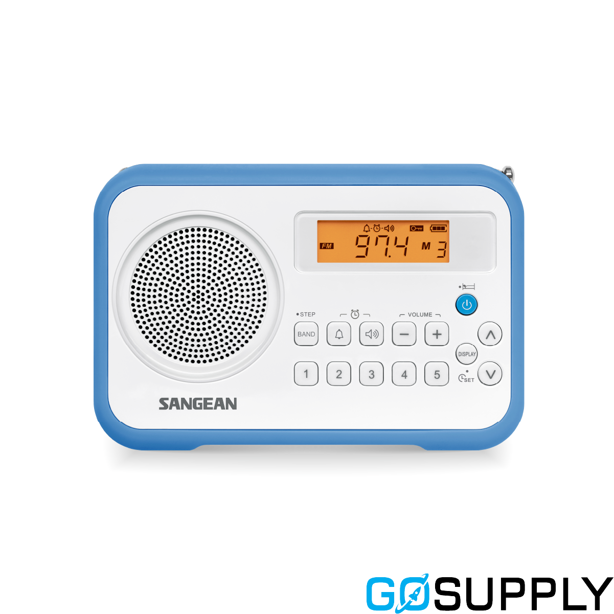 Sangean PRD18 AM/FM Portable Radio, White/Blue - Main Image
