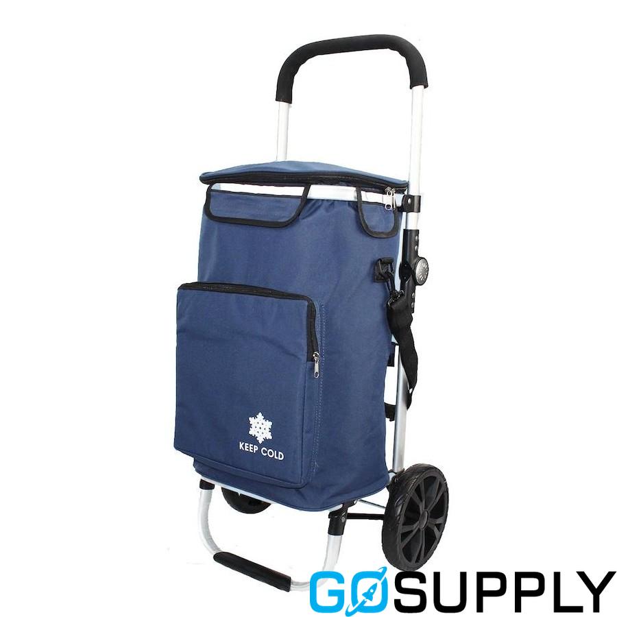 Shopping Trolley with Wheels Lightweight Foldable Aluminium Frame with Removable Cooler Bag, Perfect for Supermarket Trips and Daily Use - Main Image