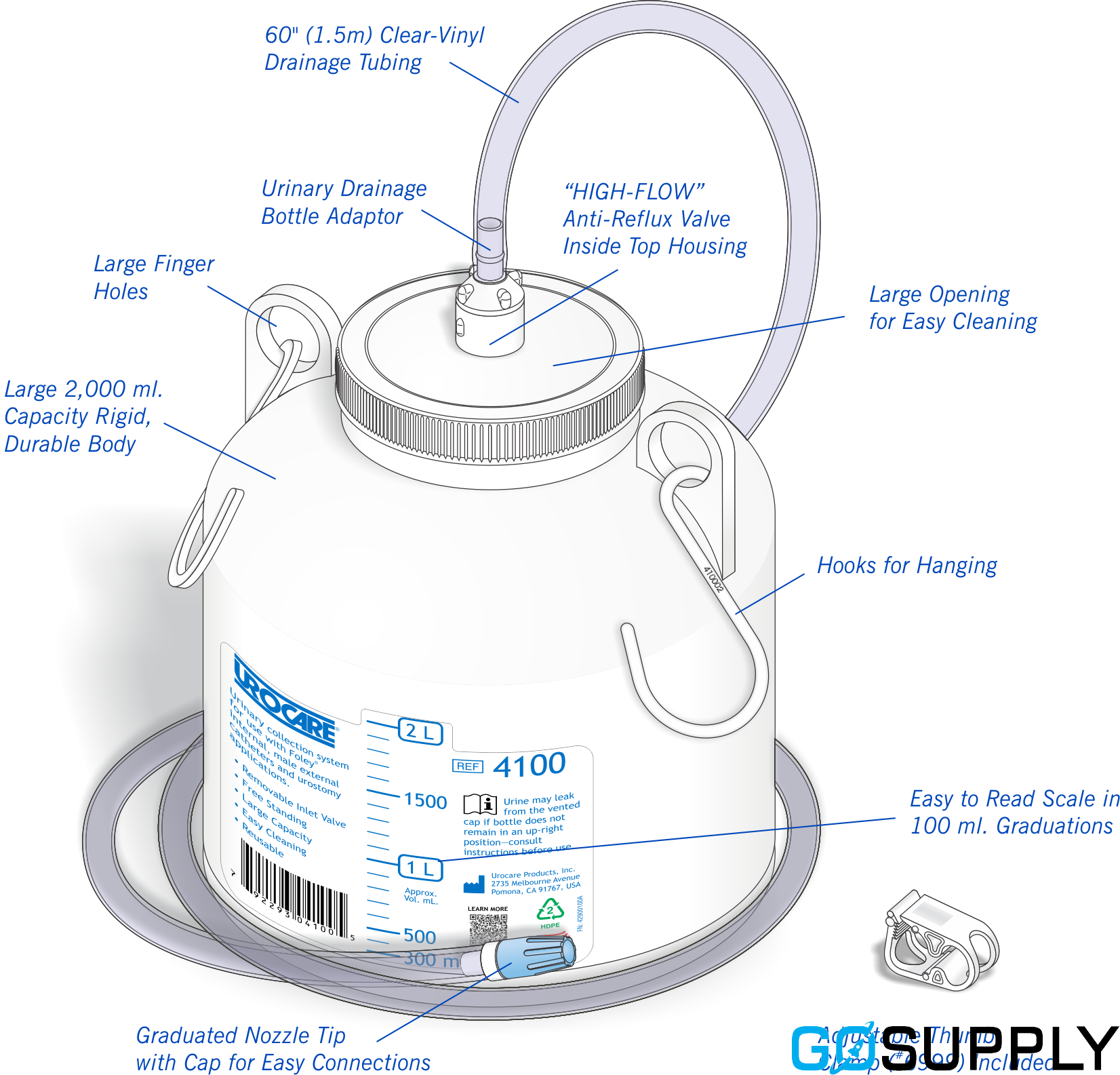 Urocare Bedside Urinary Drainage Bottle - Main Image